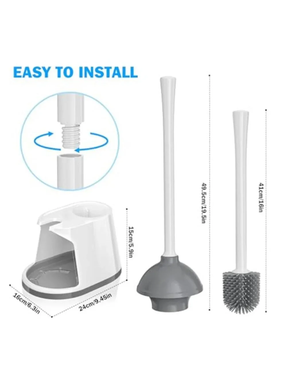 Toilet Brush Plunger Set Silicone Brush Bathroom Cleaner Holder